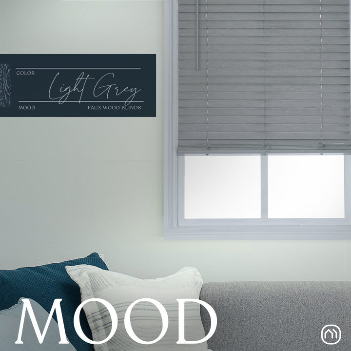 Quick Ship | Architectural 2" Faux Wood Blind (Light Grey)