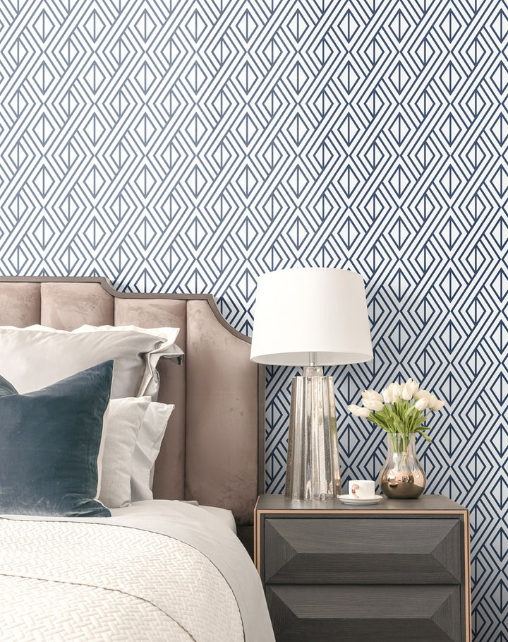 Peel & Stick Wallpapers: Navy Diamond Geometric
