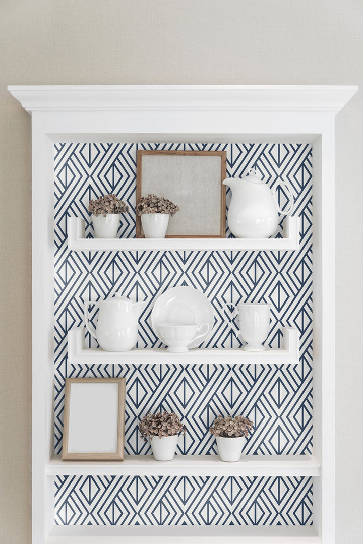 Peel & Stick Wallpapers: Navy Diamond Geometric