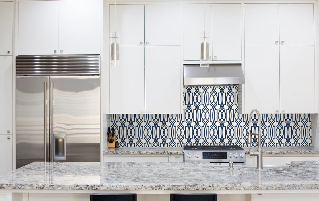 Peel & Stick Wallpapers: Navy Deco Lattice