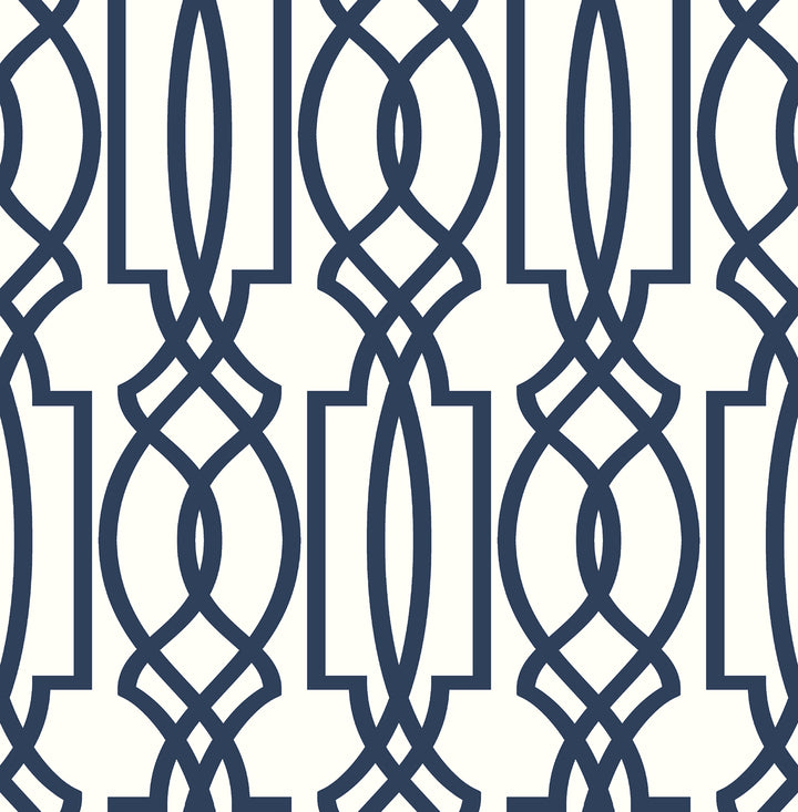 Peel & Stick Wallpapers: Navy Deco Lattice