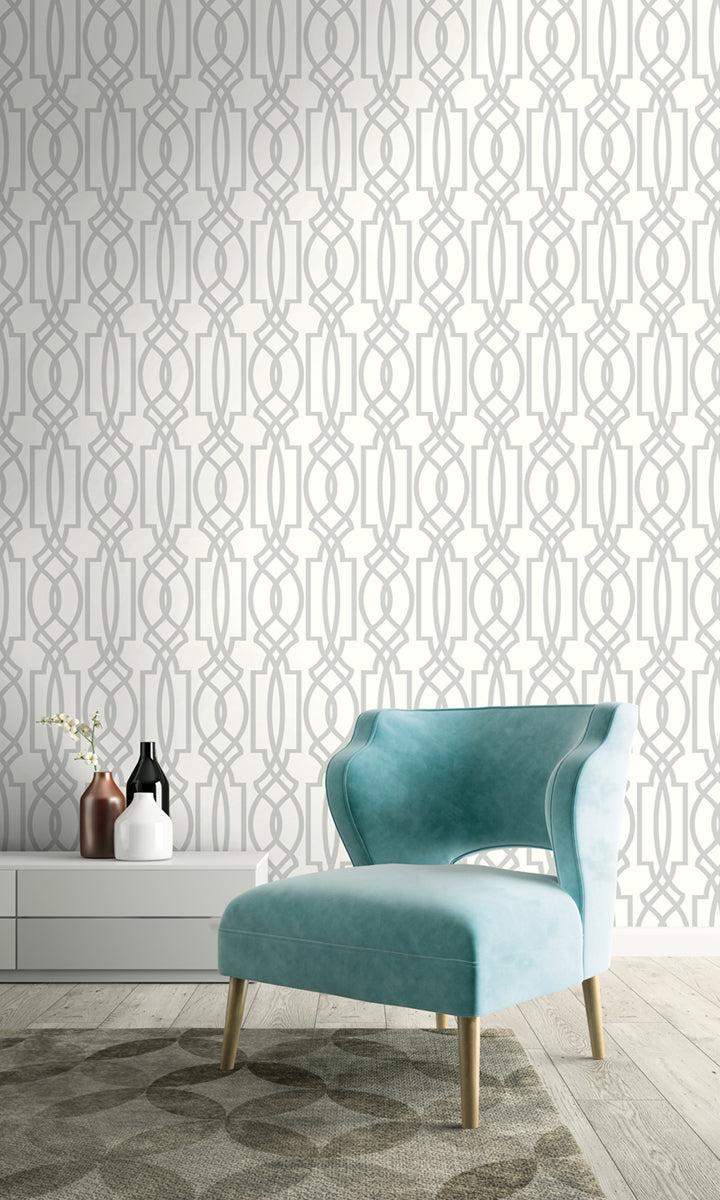Peel & Stick Wallpapers: Soft Gray Deco Lattice