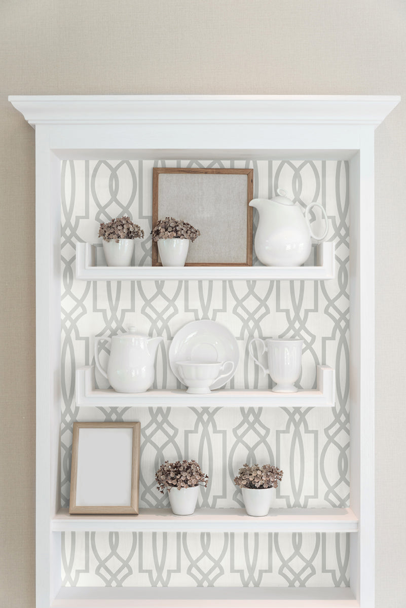 Peel & Stick Wallpapers: Soft Gray Deco Lattice