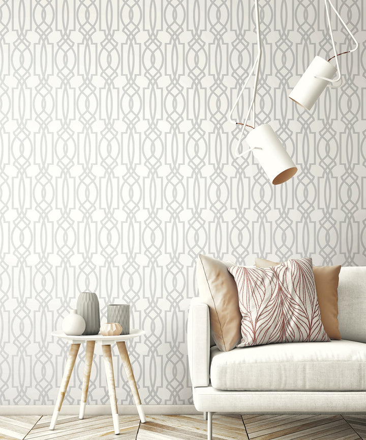 Peel & Stick Wallpapers: Soft Gray Deco Lattice