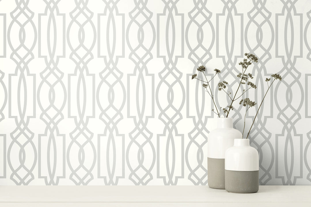 Peel & Stick Wallpapers: Soft Gray Deco Lattice