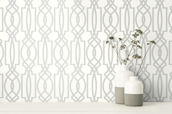 Peel & Stick Wallpapers: Soft Gray Deco Lattice