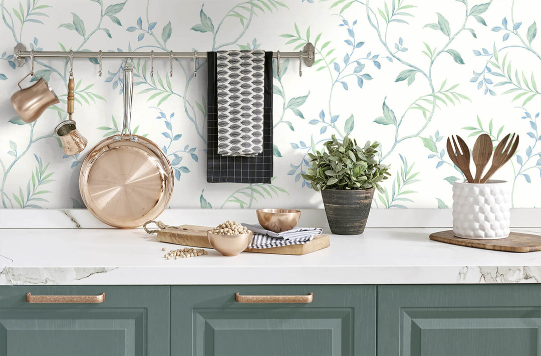 Peel & Stick Wallpapers: Watercolor Leaf Trail